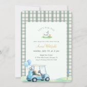 Invitation Vert Sauge Gingham Baby Shower de Golf (Devant)