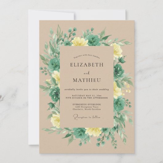 Invitation Vert sauge luxuriant mariage rustique (Devant)