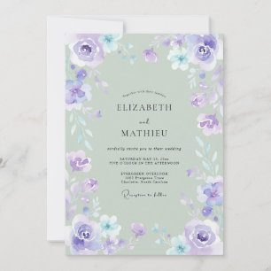 Invitation Vert sauge mariage aquarelle séduisant
