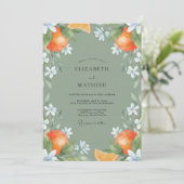 Invitation Vert sauge Mariage Citron Zesté (Debout devant)