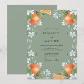 Invitation Vert sauge Mariage Citron Zesté (Devant / Derrière)