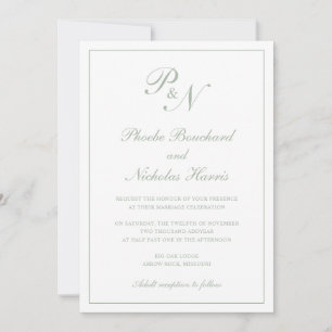 Invitation Vert sauge Mariage Classique Élégant