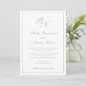 Invitation Vert sauge Mariage Classique Élégant (Debout devant)