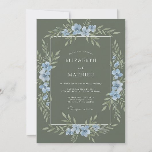 Invitation Vert sauge Mariage éthéré dans la nature (Devant)