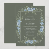 Invitation Vert sauge Mariage éthéré dans la nature (Devant / Derrière)