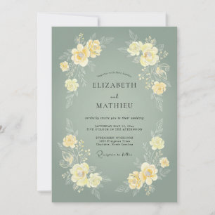 Invitation Vert sauge Mariage printanier gracieux