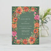 Invitation Vert sauge Mariage rustique abondant (Debout devant)