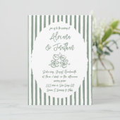 Invitation Vert sauge mariage simple dessiné à la main (Debout devant)