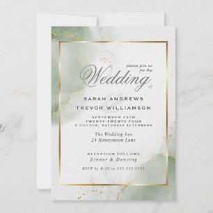 Invitation Vert sauge mat or de mariage