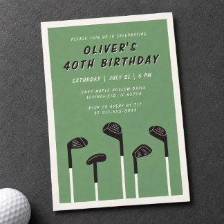 Invitation Vert sauge minimaliste moderne pour les 40 ans de