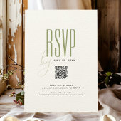 Invitation Vert sauge moderne et écru simple code QR mariage