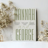 Invitation Vert sauge moderne et écru simple code QR mariage