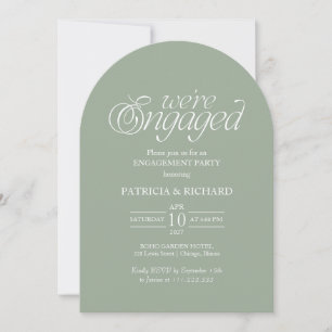 Invitation Vert Sauge Moderne Minimaliste Fête de Fiançailles