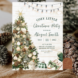 Invitation Vert sauge Noël rustique Hygge Confortable et Cosy