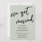 Invitation Vert sauge Nous sommes mariés Réception de mariage (Devant)