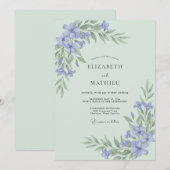 Invitation Vert sauge paisible mariage botanique (Devant / Derrière)