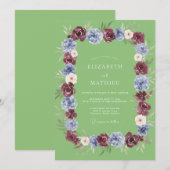 Invitation Vert Sauge Prairie Vive Mariage (Devant / Derrière)