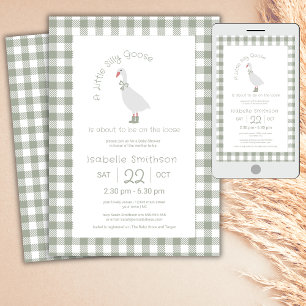 Invitation Vert Sauge Prépa Petit Canard Bébé Féérique