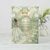 Invitation Vert sauge Princesse & Grenouille Conte de Fées Qu (Debout devant)