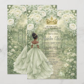Invitation Vert sauge Princesse & Grenouille Conte de Fées Qu (Devant / Derrière)