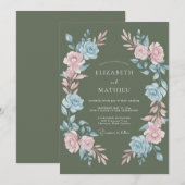 Invitation Vert sauge Régale Botanique Mariage (Devant / Derrière)