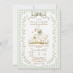 Invitation Vert sauge Silly Goose Baby Shower Neutre