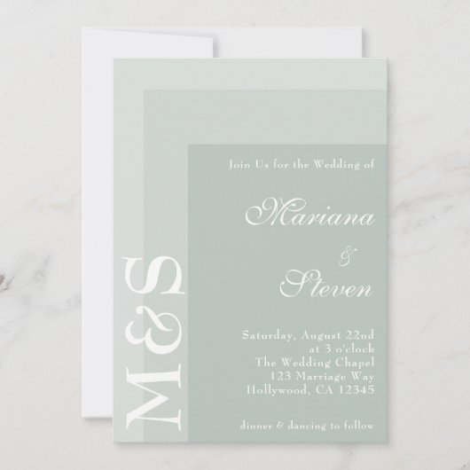 Invitation Vert sauge simple moderne chic écriture mariage (Devant)