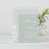 Invitation Vert sauge simple moderne chic écriture mariage (Debout devant)