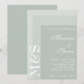 Invitation Vert sauge simple moderne chic écriture mariage (Devant / Derrière)