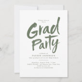 Invitation Vert sauge Simple Moderne Écriture Pinceau Grad Fê (Devant)