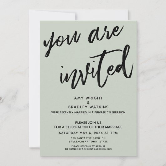 Invitation Vert Sauge Vous êtes Invités Carton de Remerciemen (Devant)