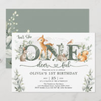 Vert sauge Woodland One-cerf 1er anniversaire fill
