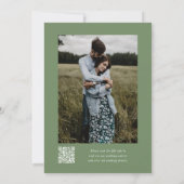 Invitation Vert simple Monogramme QR Code Mariage photo (Dos)