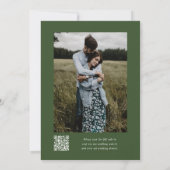 Invitation Vert simple Monogramme QR Code Mariage photo (Dos)