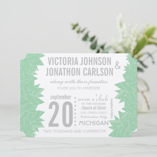 Invitation Vert Succulent ModerneTypographie Mariage (Debout devant)
