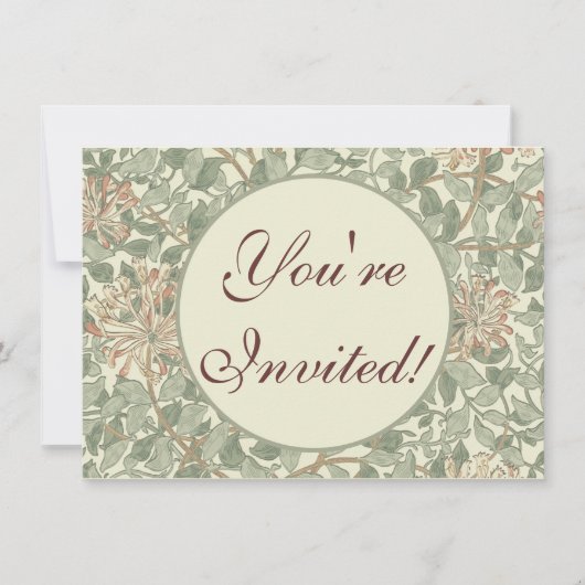 Invitation Vert tendre vintage William Morris Chèvrefeuille (Devant)