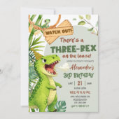 Invitation Vert Trois Rex En Liberté Troisième Anniversaire (Devant)
