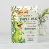 Invitation Vert Trois Rex En Liberté Troisième Anniversaire (Debout devant)