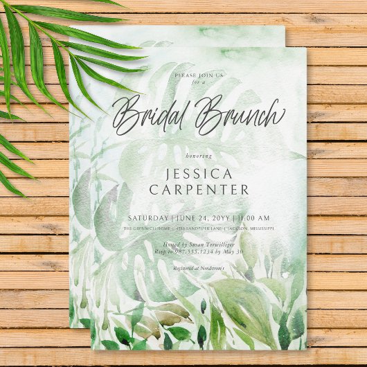 Invitation Vert tropical moderne Aquarelle Brunch nuptial