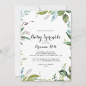 Invitation Vert Tropical Moderne Calligraphie Baby Sprinkel (Devant)