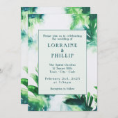 Invitation Vert tropicale Élégant vert botanique feuillus (Devant / Derrière)