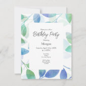 Invitation Vert turquoise bleu Feuilles (Devant)