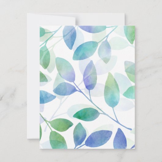 Invitation Vert turquoise bleu Feuilles (Dos)