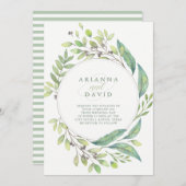 Invitation Vert verdoyant| Mariage d'aquarelle tendance (Devant / Derrière)