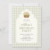 Invitation Vert vintage doux d'anniversaire (Devant)