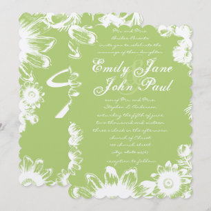 Invitation Vert Vintage Floral Rustique Mariage campagnard in
