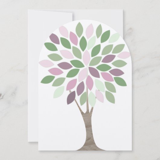 Invitation Vert violet moderne Arbre Chrysanthème Mariage (Dos)