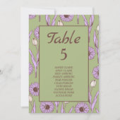 Invitation Vert violet rétro Y2K Funky Hippie Flower Motif (Devant)