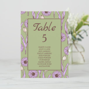 Invitation Vert violet rétro Y2K Funky Hippie Flower Motif