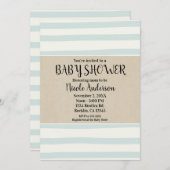 Invitation Vert Watercolor Stripes Baby shower Moderne Kraft (Devant / Derrière)